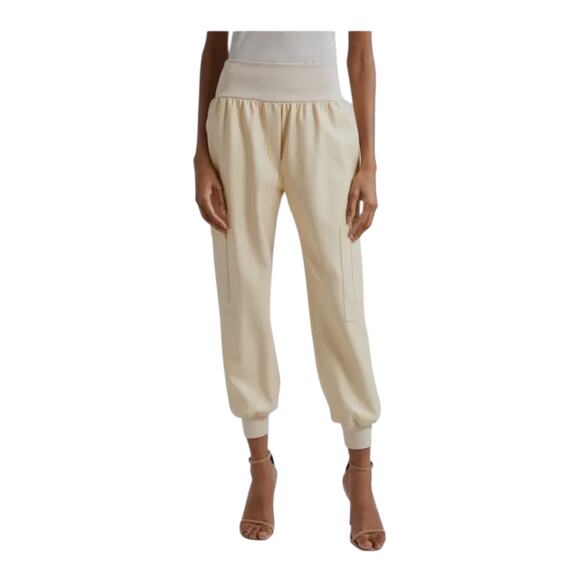 Cinq a Sept pants Giles faux leather jogger cream size XXS - Picture 1 of 9